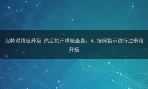 比特派钱包升级 然后掀开哄骗圭臬;4. 按照指示进行注册和开拓