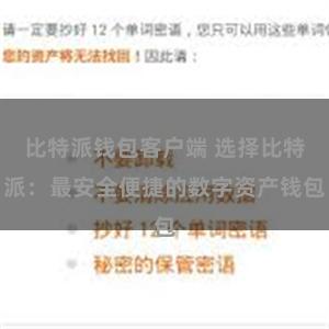 比特派钱包客户端 选择比特派：最安全便捷的数字资产钱包